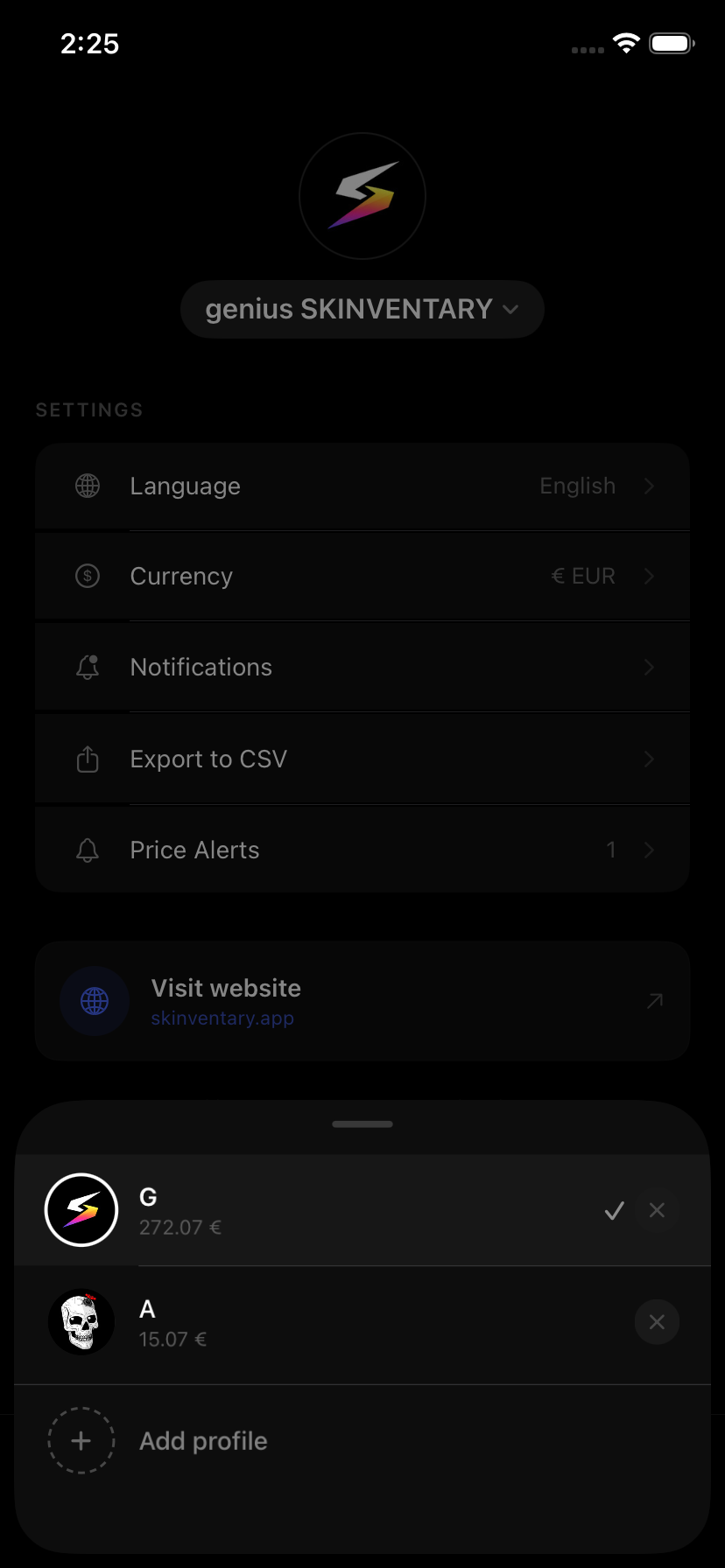 Multi-cuenta y ajustes